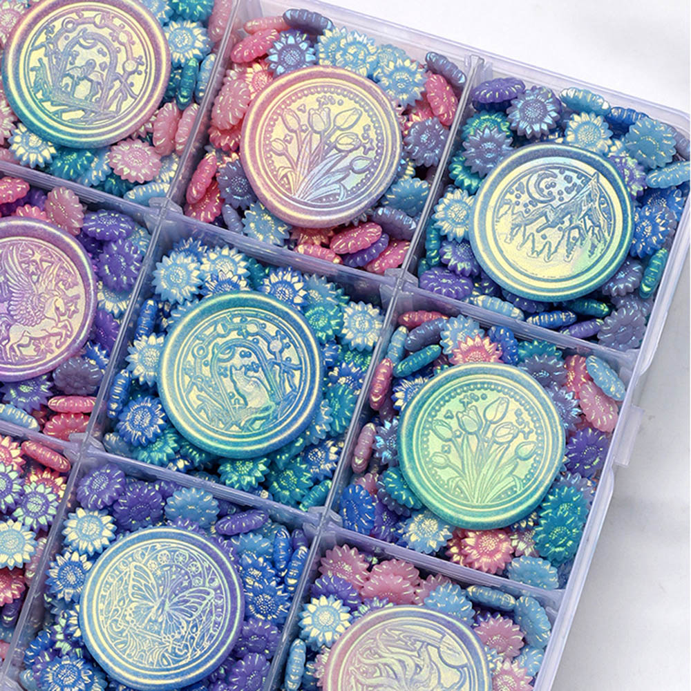 Wax Seal Stamp Kit - 100pcs Mixed Color Glitter Dreamy Aurora