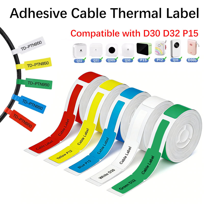 Label Printer Tape - 12*109mm Cable Thermal Label Stickers Adhesive