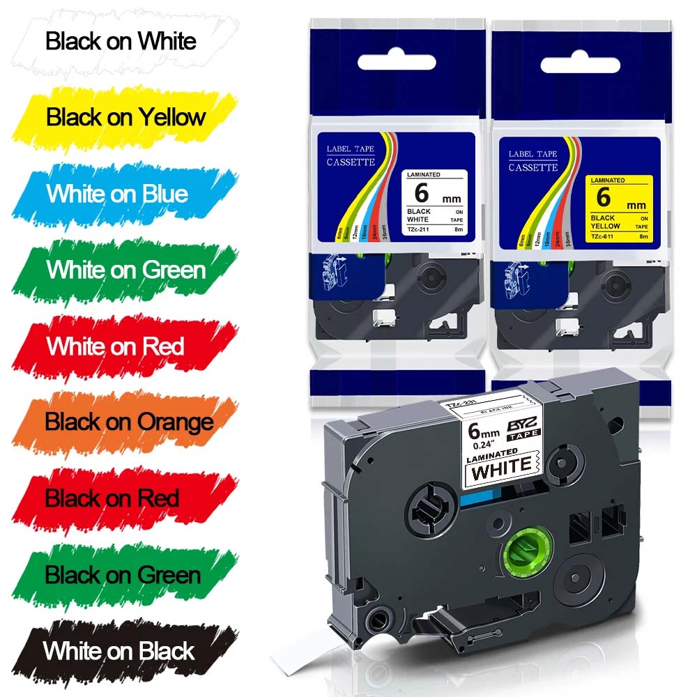 Label Printer Tape - 1pack TZe211 Ptouch 6mm/0.24