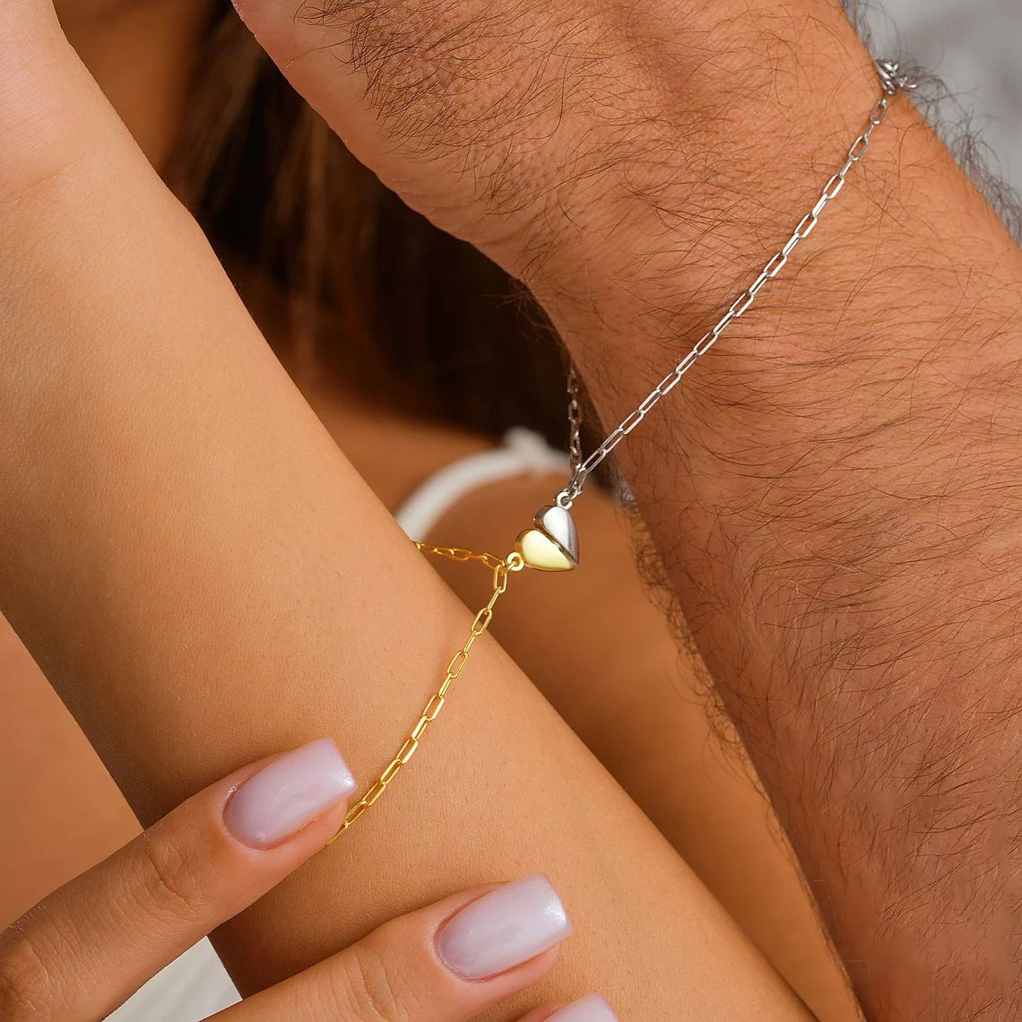 Magnetic Heart Couple Bracelet - Paperclip Magnetic Set recension och pris
