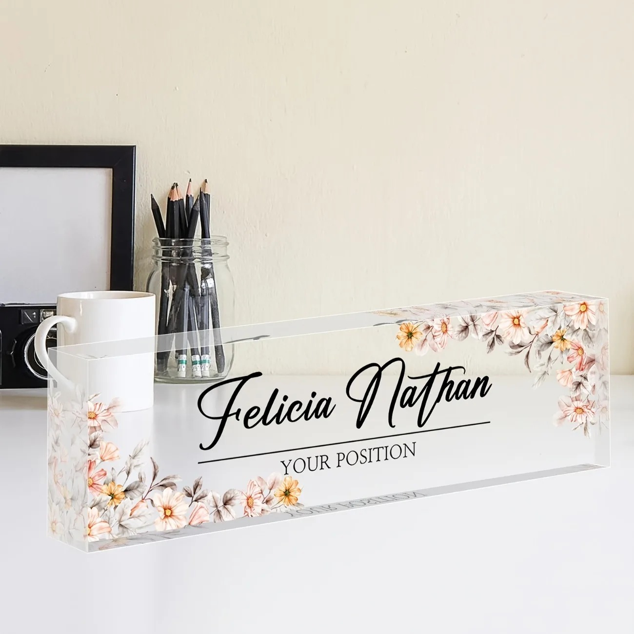 [2D Flat] Custom Acrylic Desk  - Desk Name Plate recension och pris