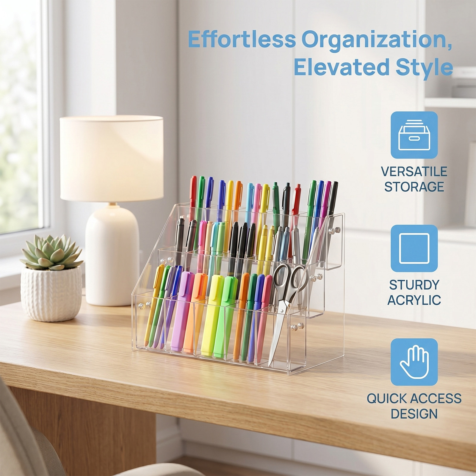 Modern Clear Acrylic Pen Holde - Stationery Office Supply Store recension och pris