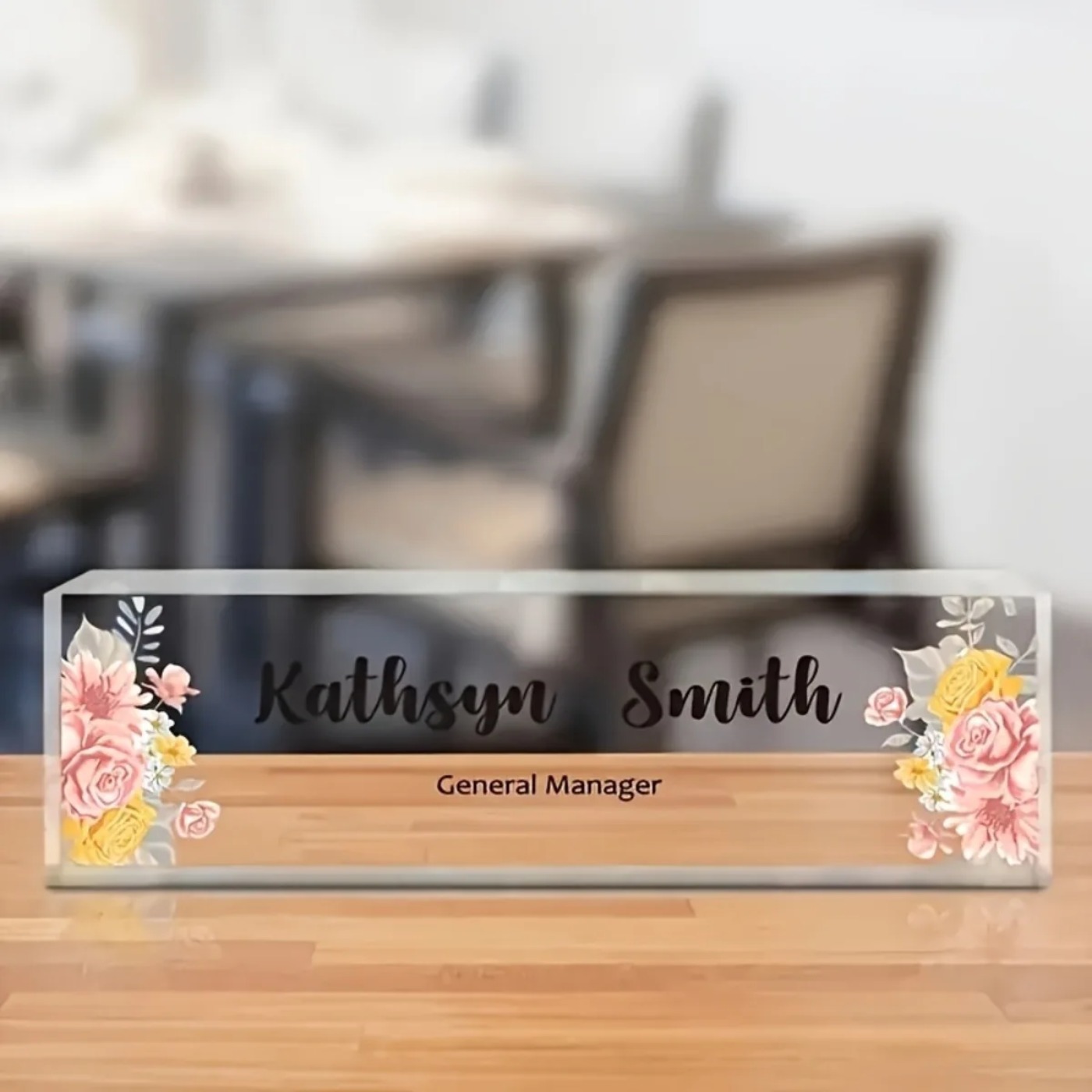 1PC 2D Flat Elegant Floral Acr - Desk Name Plate recension och pris