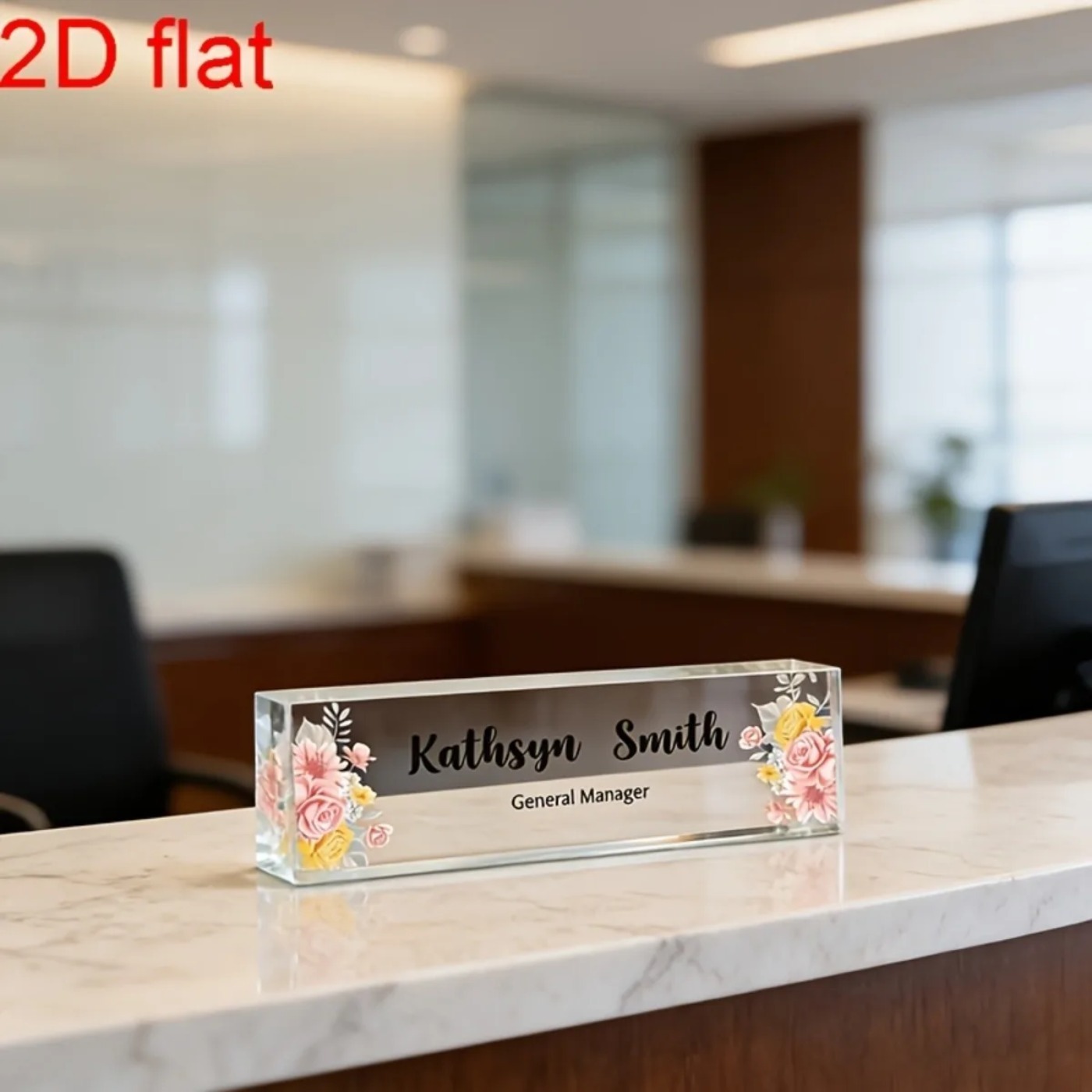 1PC 2D Flat Elegant Floral Acr - Desk Name Plate recension och pris