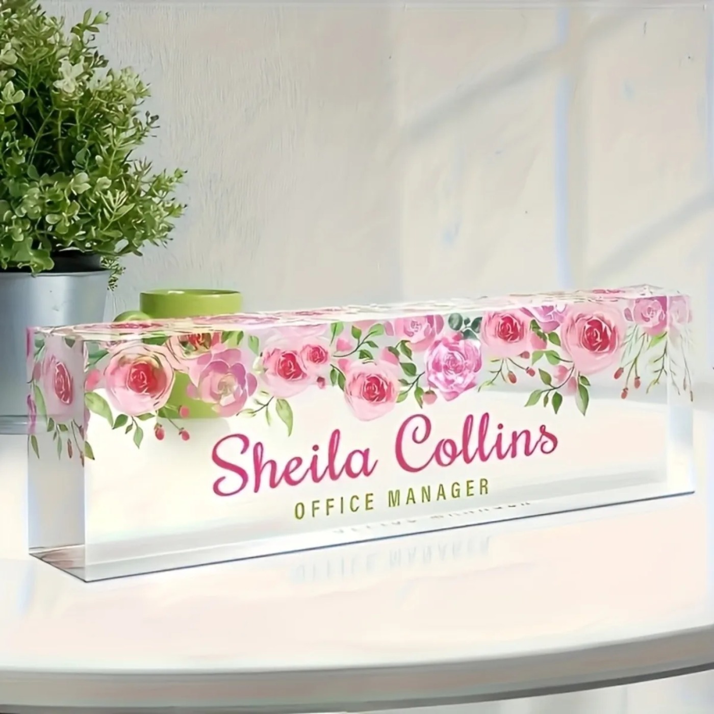 [2D Flat] Minimalist Floral Ac - Desk Name Plate recension och pris