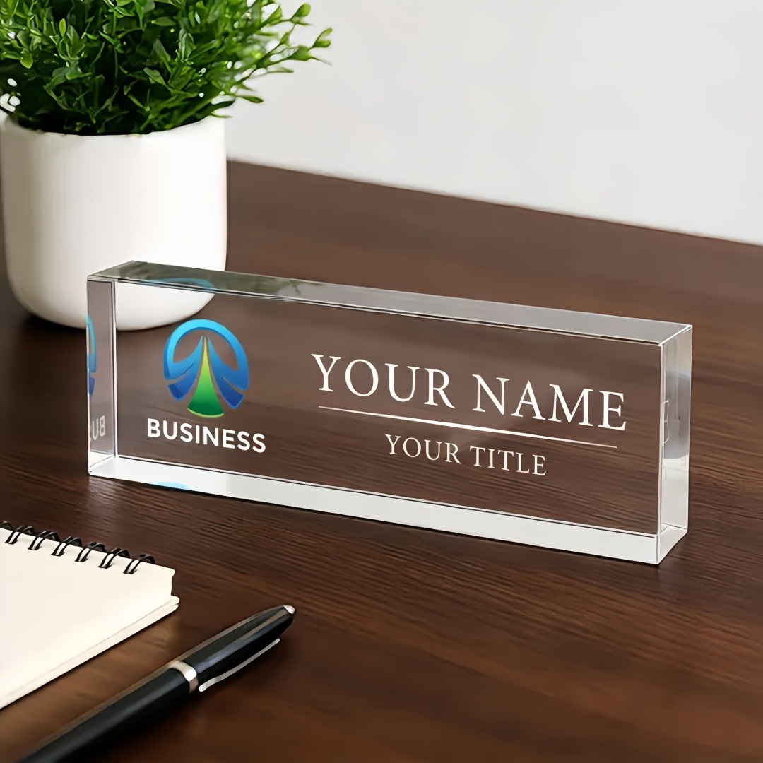 2D Flat Personalized Acrylic D - Desk Name Plate recension och pris