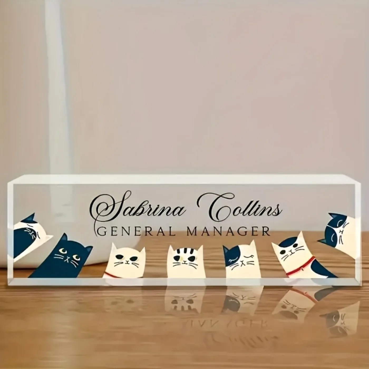[2D Flat] Custom Transparent C - Desk Name Plate recension och pris