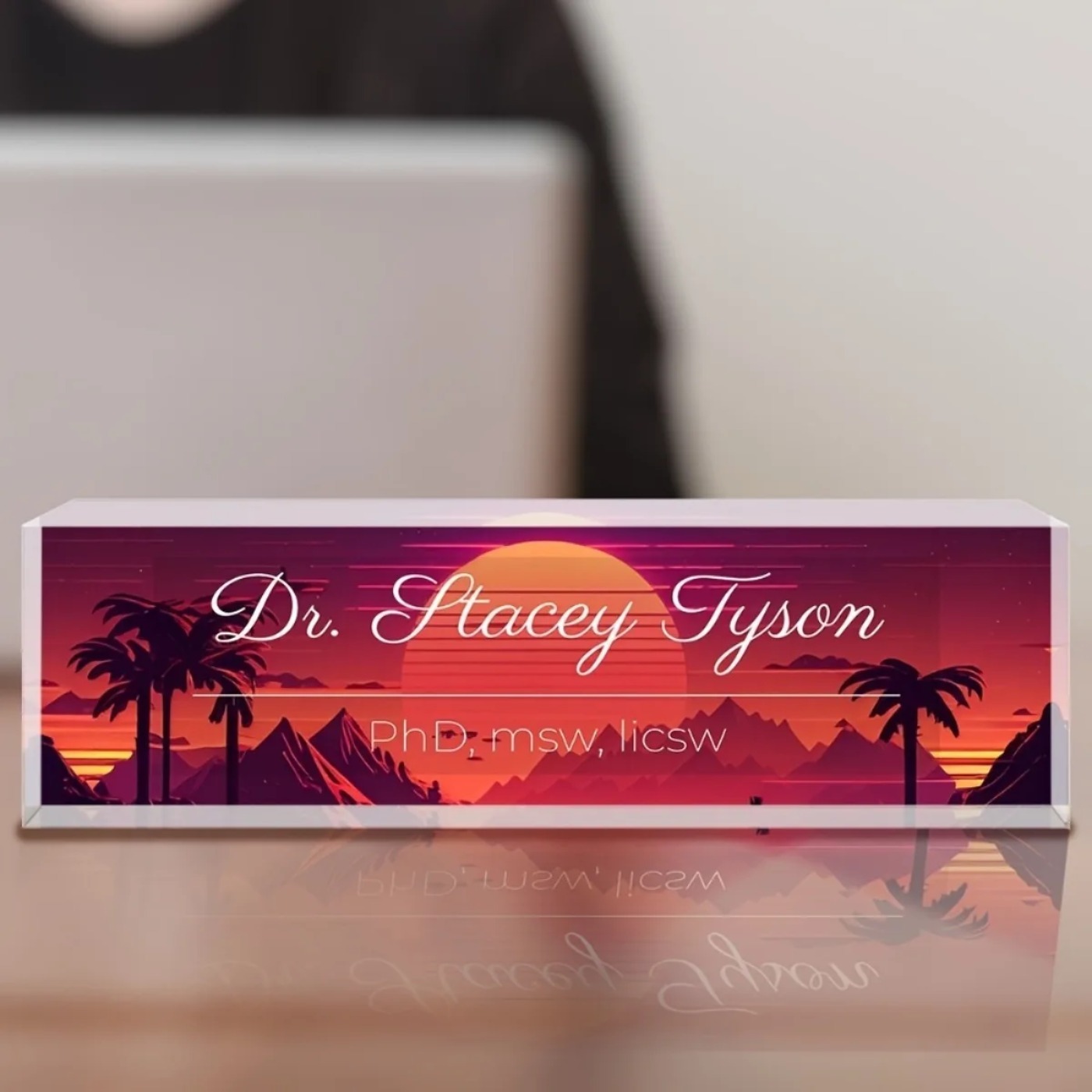 [2D Flat] Sunset Design Custom - Desk Name Plate recension och pris
