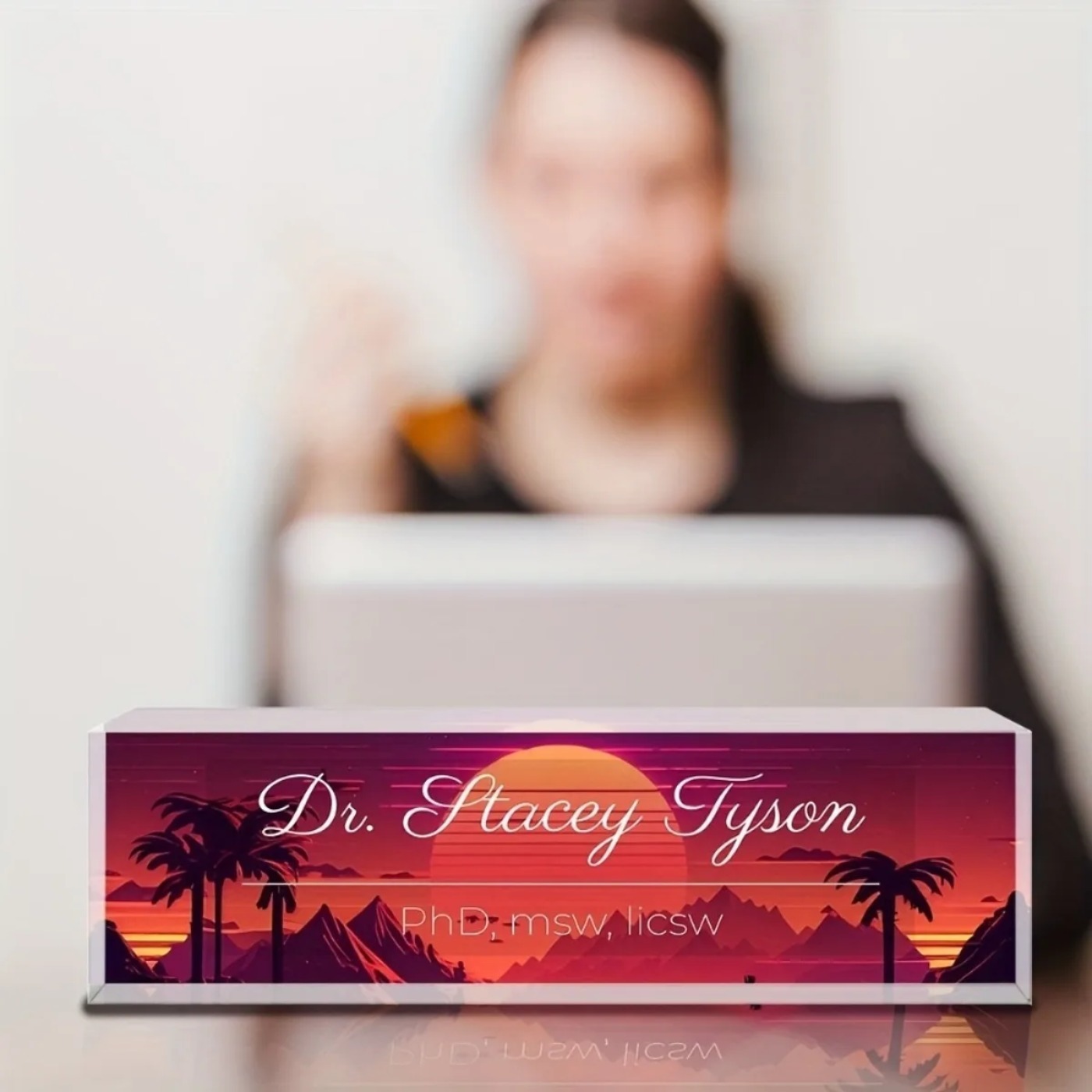 [2D Flat] Sunset Design Custom - Desk Name Plate recension och pris