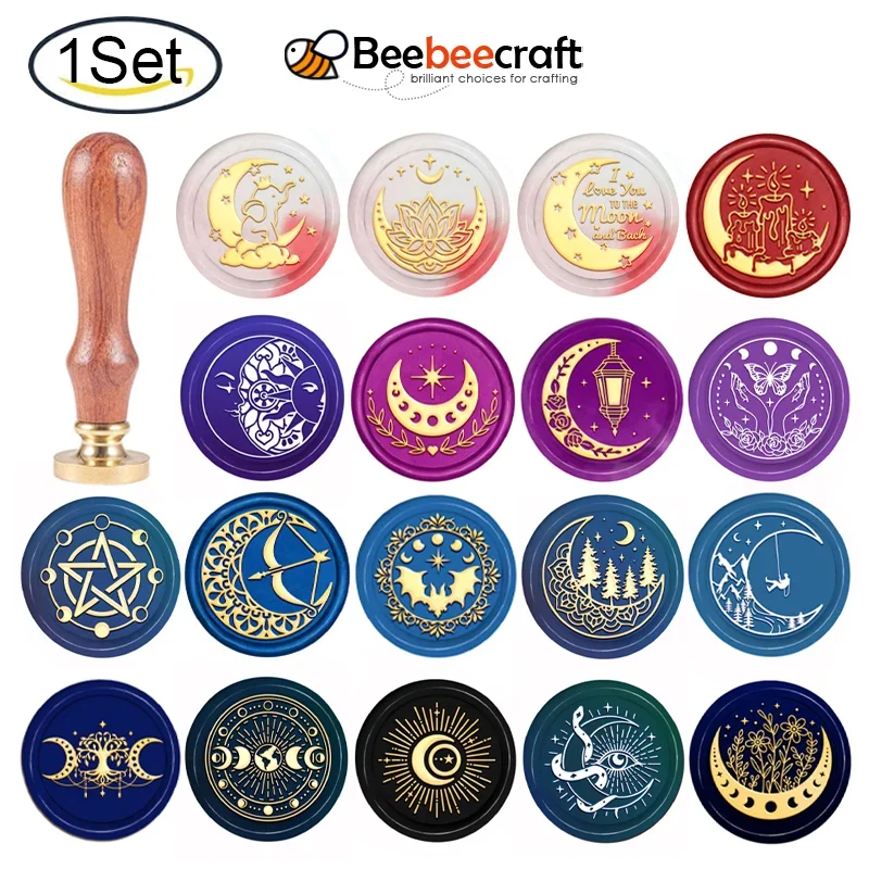 1PC  Moon Phase Wax Seal Stamp - Wax Seal Stamp Kit recension och pris