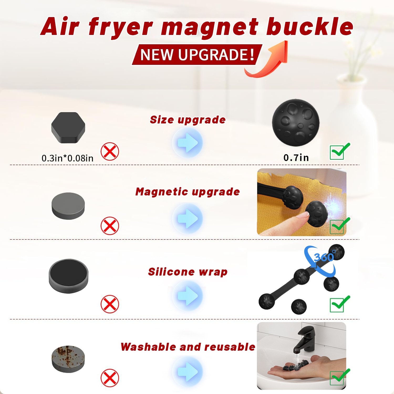 1/2sets Silicone Air Fryer Mag - Paperclip Magnetic Set recension och pris